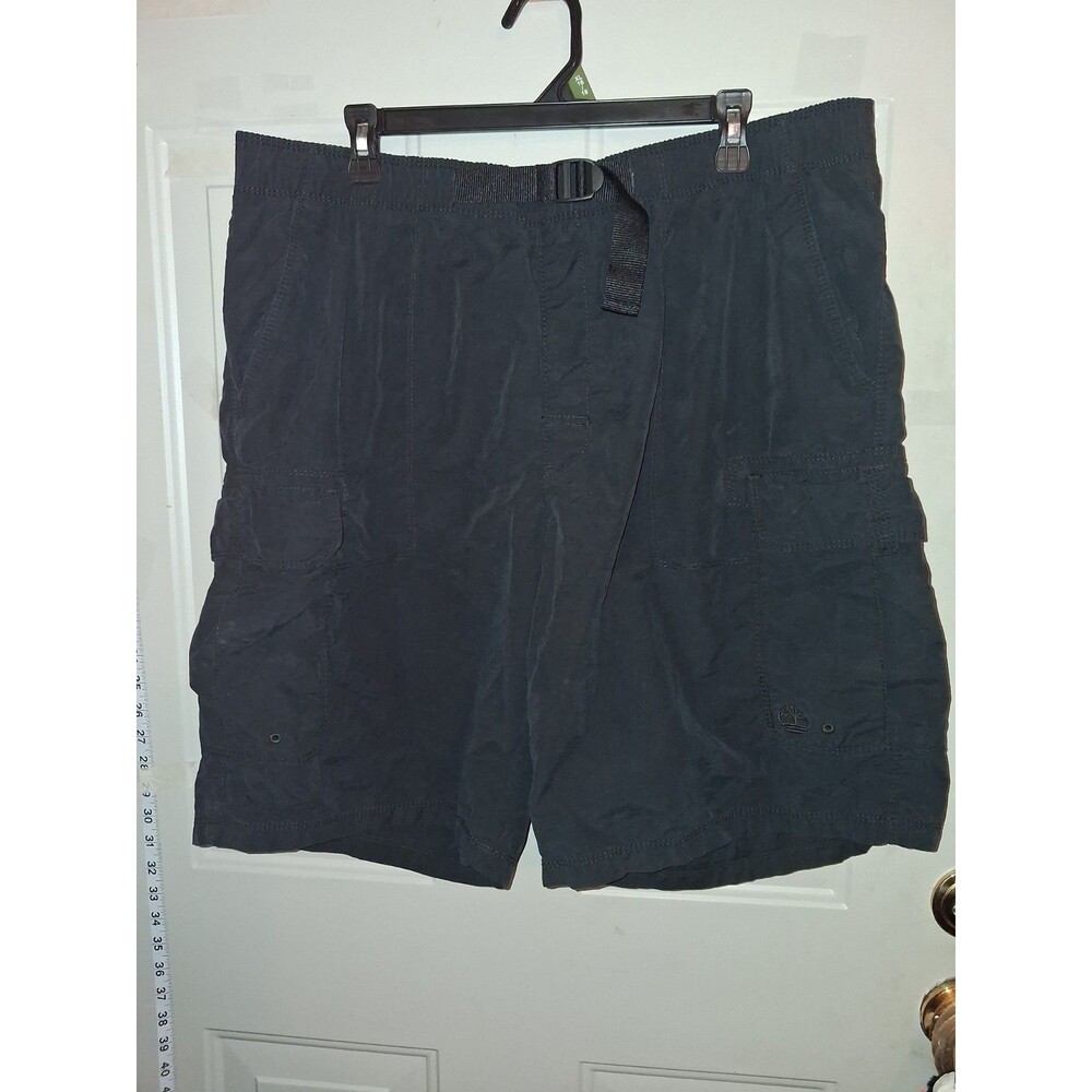 Timberland Men's XXL Black Cargo Swim Trunks Belted Mesh Lined Quick Dry Shorts
